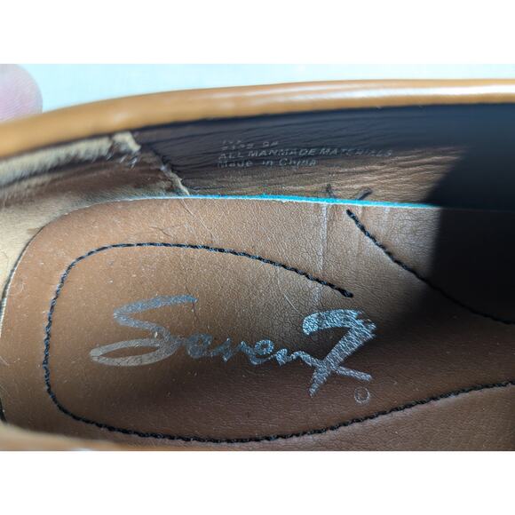 Seven 7 Black Shoes Loafers Size 9 Slip On Tassel Lug Sole Tan Brown Seven7 - Picture 5 of 7